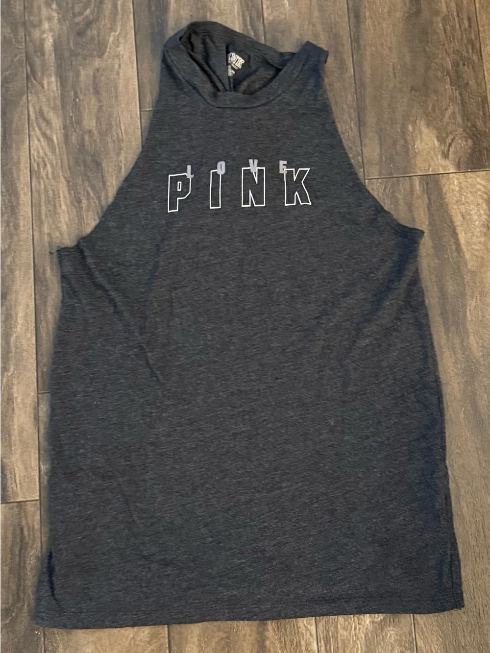 PINK Victoria's Secret Dark Gray High-Neck Muscle Tee